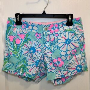 Lilly Pulitzer Callahan Floral Blue Green Pink Print 4in Inseam Women’s Size 4